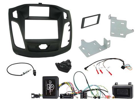 FITTING KIT FORD FOCUS 2011 - 2015 DDIN (BLACK) (WITH ADVANCED DISPLAY) COMPLETE KIT + HAZZARD