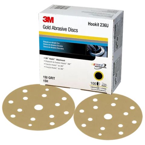 3M 236U 36123 HOOKIT GOLD PAPER DISC 150MM 15 HOLE 150G