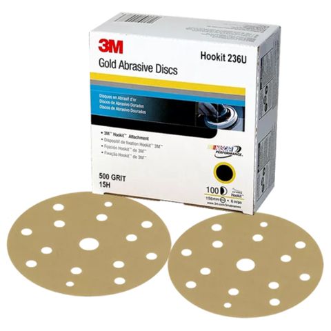 3M 236U 36130 HOOKIT GOLD PAPER DISC 150MM 15 HOLE 500G