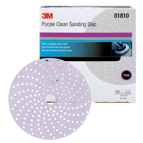 3M 334U 1810 HOOKIT PURPLE CLEAN SANDING DISC 500G 150MM (BOX 50)