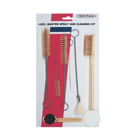 WELLMADE CLEANING KIT GUN 12 PIECE INCL 5 BRUSHES