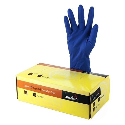 LATEX DISPOSABLE GLOVES POWDER FREE XLARGE BASTION HIGH RISK 50 PACK
