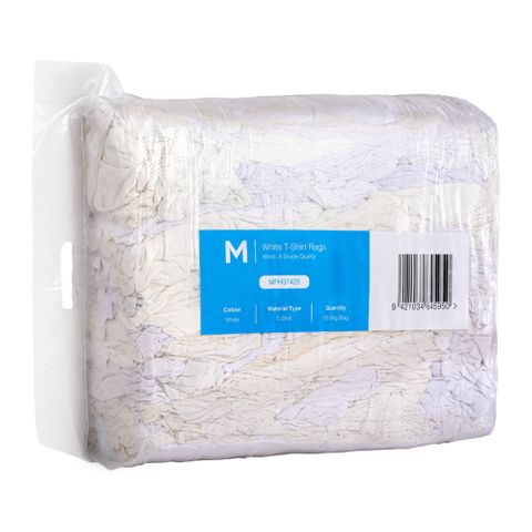 WHITE T-SHIRT RAGS 10KG COMPRESSED CUBE