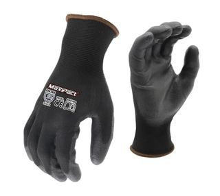 BREATHABLE WOVEN BACK GLOVES WITH PU COATED PALM LARGE PAIR