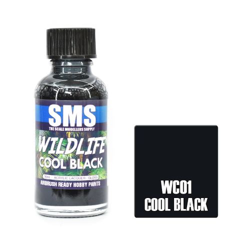 AIR BRUSH PAINT 30ML COOL BLACK ACRYLIC LACQUER SCALE MODELLERS SUPPLY