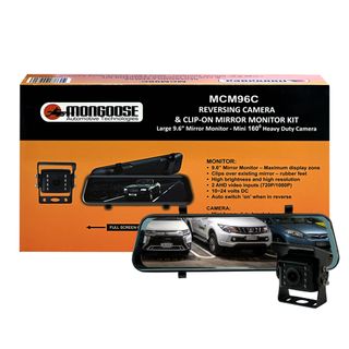 MONGOOSE 9.6" CLIP ON MIRROR -  FULL HD - CLIP ON MIRROR MONITOR AND CAMERA KIT