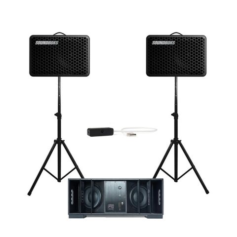 SOUNDBOKS GO PAIR + DFB SUBWOOFER BATTERY POWERED PRO AUDIO KIT - 36MS FIXED LATENCY