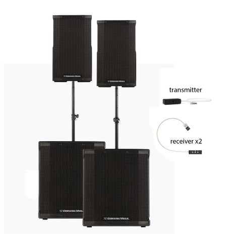 CERWIN VEGA PRO AUDIO DUAL 10" SPEAKER + DUAL 18" SUBWOOFERS SKAA WIRELESS KIT - 19MS LATENCY