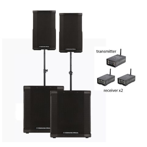 CERWIN VEGA PRO AUDIO DUAL 10" SPEAKER + DUAL 18" SUBWOOFERS SKAA PRO WIRELESS KIT - 19MS LATENCY