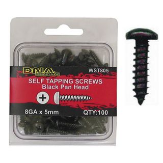 SCREW PAN HEAD SELF TAPPING BLACK 8G 16MM (100 PACK)