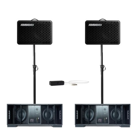 SOUNDBOKS GO PAIR + DFB SUBWOOFER PAIR BATTERY POWERED PRO AUDIO KIT - 36MS FIXED LATENCY