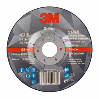 3M 51748 SILVER DEPRESSED CENTER GRINDING WHEEL 125 X 7 X 22.23 MM 10 PACK