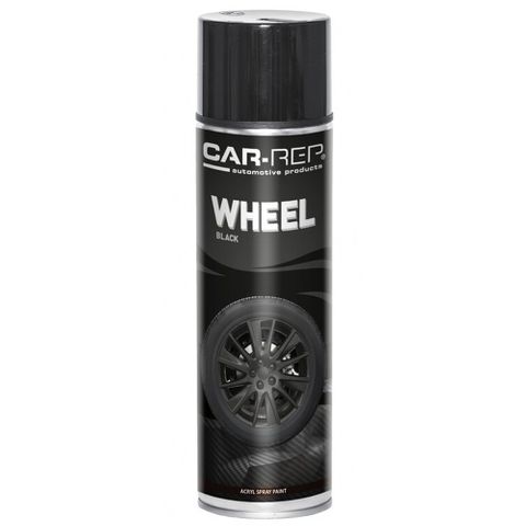 CAR-REP AEROSOL WHEEL PAINT BLACK ACRYL 500ML