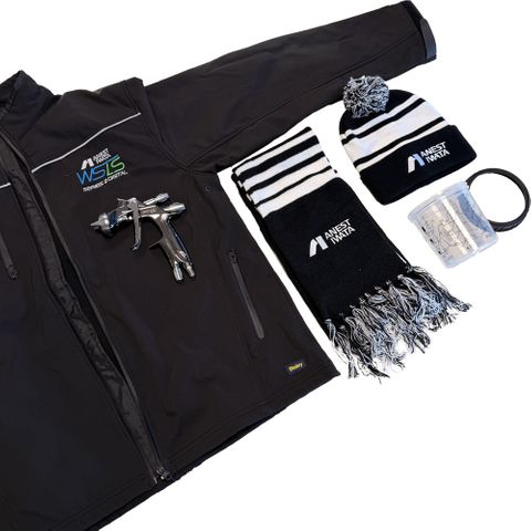 IWATA GRAVITY SPRAYGUN SUPERNOVA SERIES 2 DIGITAL WS400 1.3MM CLEARCOAT PROMO KIT