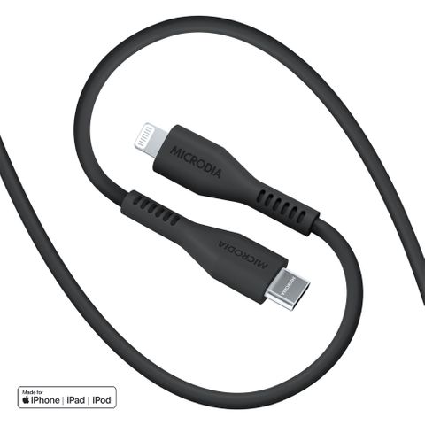 MICRODIA FRUITYWIRE LIQUID SILICON PD60W 1.3M USB-C TO LIGHTNING CABLE - CHARCOAL
