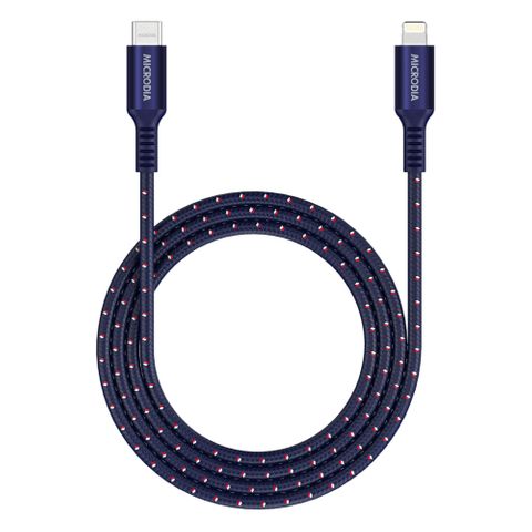 MICRODIA EXECABLE TWEED PD60W 1.3M USB-C TO LIGHTNING CABLE - NAVY