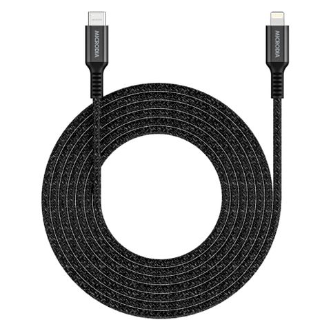 MICRODIA EXECABLE TWEED PD60W 2.6M USB-C TO LIGHTNING CABLE - CHARCOAL