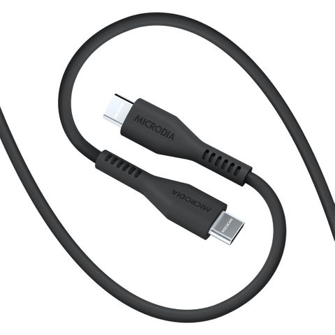 MICRODIA FRUITYWIRE LIQUID SILICON PD100W 2.6M USB-C TO USB-C CABLE - CHARCOAL