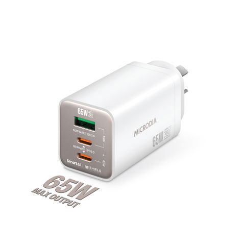 MICRODIA SMARTCUBE NANO 65W TRI PORT GAN WALL CHARGER - WHITE