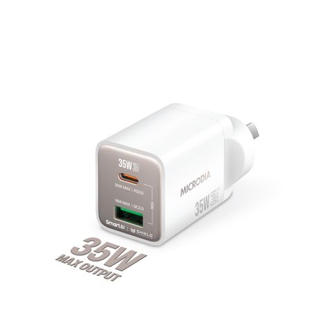 MICRODIA SMARTCUBE NANO 35W DUAL PORT GAN WALL CHARGER - WHITE