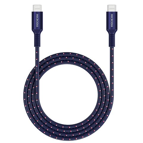 MICRODIA EXECABLE TWEED PD100W 1.3M USB-C TO USB-C CABLE - NAVY