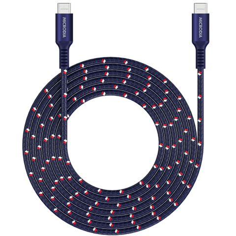 MICRODIA EXECABLE TWEED PD100W 2.6M USB-C TO USB-C CABLE - NAVY