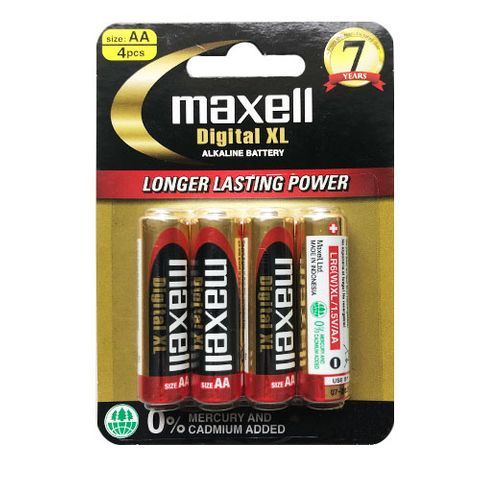 MAXELL ALKALINE BATTERY AA DIGITAL XL 4 PCS PER PACK BLISTER