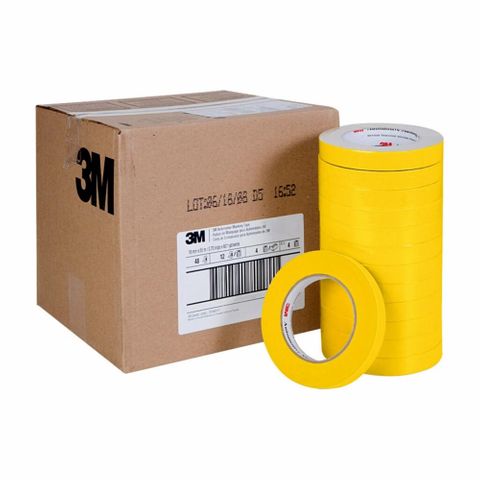3M 6652 AUTOMOTIVE REFINISHING TAPE YELLOW 18MM X 55M BOX OF 48