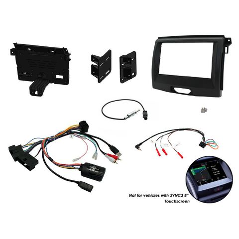 FITTING KIT FORD RANGER XL (PX2) , EVEREST 2015 - 2022 DOUBLE DIN (BLACK) COMPLETE KIT