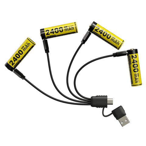NITECORE LI-ION RECHARGEABLE USB-C AA BATTERY 2400MAH 1.5V 4PK