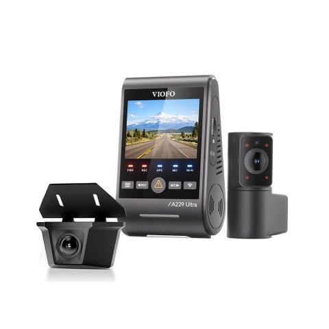 VIOFO DASHCAM A229 ULTRA 4K FRONT + 4K WATERPROOF REAR + 1080P INTERIOR 5GHZ WIFI + GPS