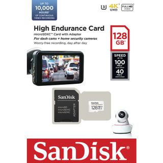 SANDISK HIGH ENDURANCE MICRO SDXC 128GB (10,000HRS) C10 V30 R100MB/S | W40MB/S FOR DASH CAMERAS