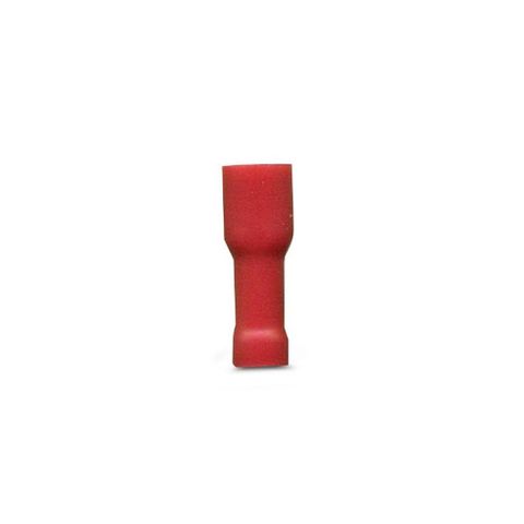 TERMINAL 4.8MM RED FEMALE FULLY INSULATED SPADE CRIMP (DOUBLE GRIP) - 100 PACK