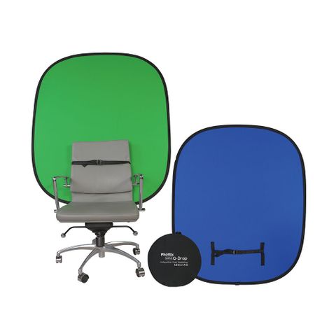 PHOTTIX Q-DROP MINI COLLAPSIBLE CHAIR BACKDROP, GREEN & BLUE - 120 X 140CM