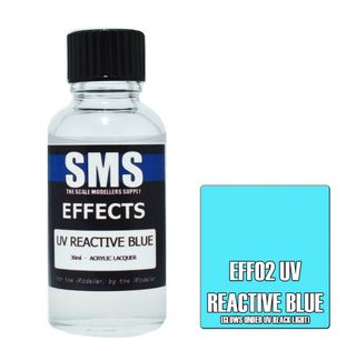 SMS AIRBRUSH PAINT ACRYLIC LACQUER EFFECTS UV REACTIVE BLUE 30ML
