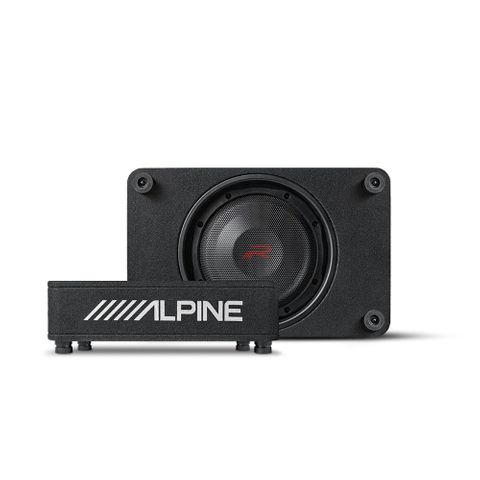 ALPINE (R SERIES) 10" SHALLOW PROFILE ENCLOSURE 2 OHM SUBWOOFER 1800W MAX, 600W RMS