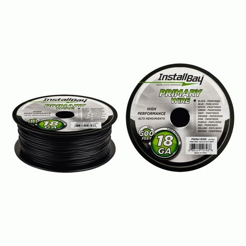 INSTALL BAY PRIMARY WIRE CABLE 18GA BLACK 150MTR