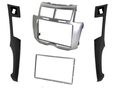 FITTING KIT TOYOTA YARIS , VITZ 2007 - 2011 DOUBLE DIN (SILVER / BLACK)