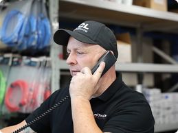 FastFlex trade counter staff taking a customer call in Thomastown