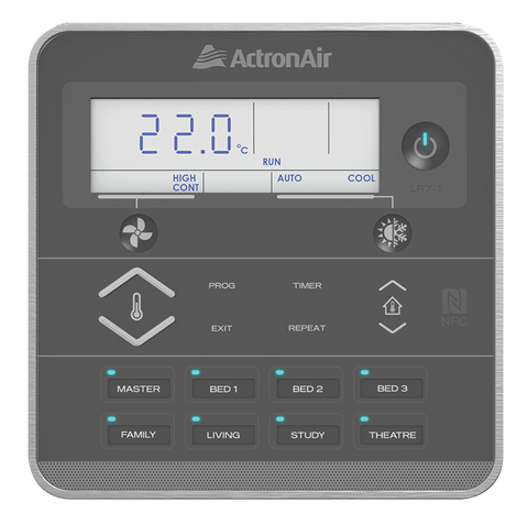 ACTRON AIR LR7-1G 7 DAY WALL CONTROLLER (GREY) - 8 ZONE