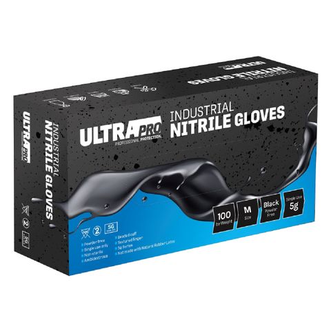 ULTRAGRIME PRO: ULTRAPRO: BLACK HD NITRILE GLOVES -LARGE