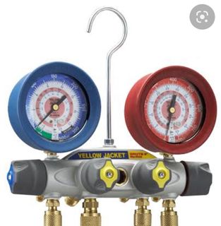 YELLOW JACKET R & B GAUGES WITH BOOTS 4 - VALVE R32 / R410A,R32  MANIFOLD TITAN