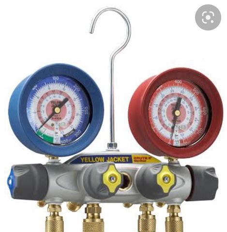 YELLOW JACKET R & B GAUGES WITH BOOTS 4 - VALVE R32 / R410A,R32  MANIFOLD TITAN