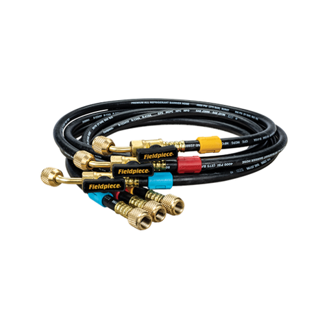 Fieldpiece HR3B: Set 3 Premium Black Refrigerant Hoses [1.5mtr] with Ball Valves & 1/4" Fittings