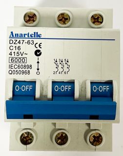 16AMP 3 POLE CIRCUIT BREAKER 6KA