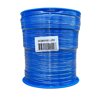1.5mm 3 CORE & EARTH FLAT CABLE BLUE 100 METRE DRUM