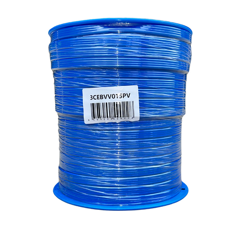 1.5mm 3 CORE & EARTH FLAT CABLE BLUE 100 METRE DRUM
