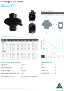 INLINE CENTRIFUGAL FAN 150mm AC BLACK LOW PROFILE