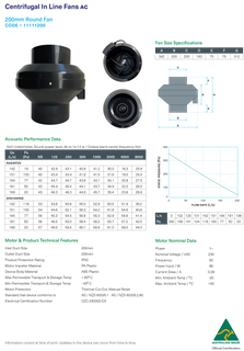 INLINE CENTRIFUGAL FAN 200mm AC