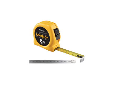 Komelon 8x25mm Nylon coated tape measure +150mm ruler